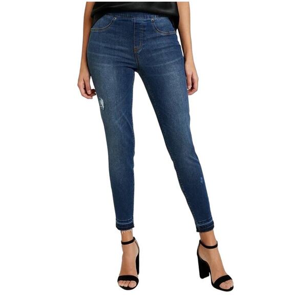Spanx Medium Wash Distressed Ankle Skinny High Rise Jeans Size Medium - Picture 1 of 10